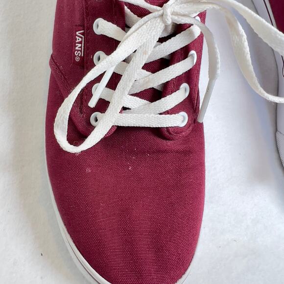 Van's Off The Wall Sneakers Canvas Low-Rise Lace-Up Woman's 8 Burgandy Red TB4R - Picture 2 of 9